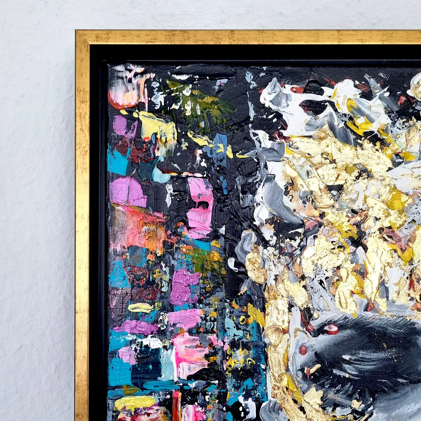 Detail Kunstwerk Acryl auf Leinwand Rike Wolke7 Schattenfugenrahmen