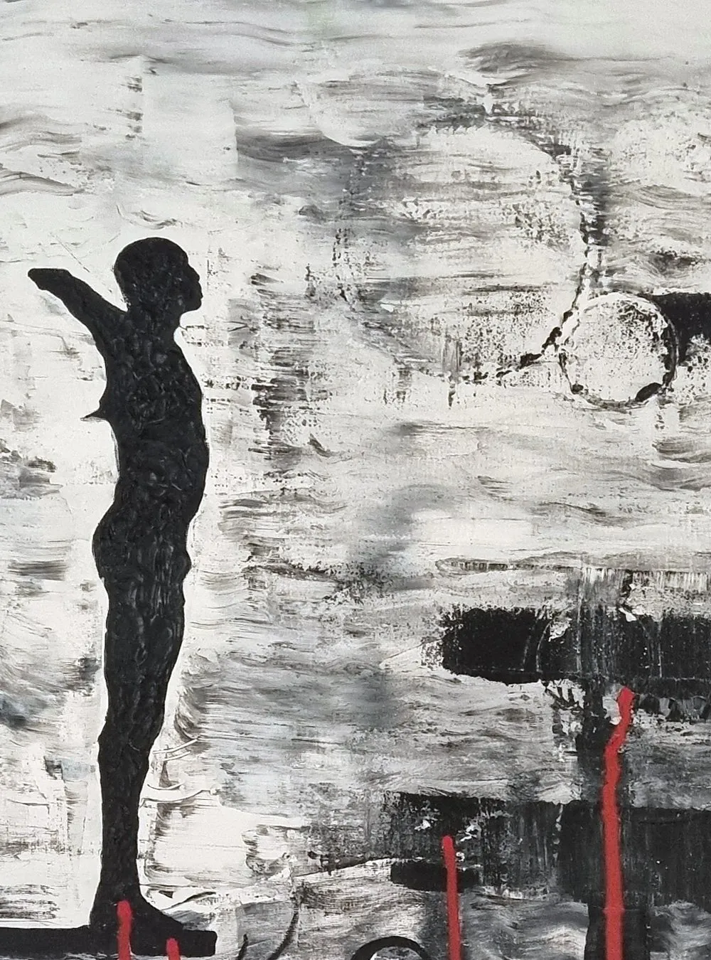 Turmspringer Schwarz weiß von Rike WolkeSieben zeitgenössische Kunst Modern Art