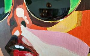 Detail Kunstwerk Acryl auf Leinwand Rike Wolke7 Streetart mit Epoxid-Harz